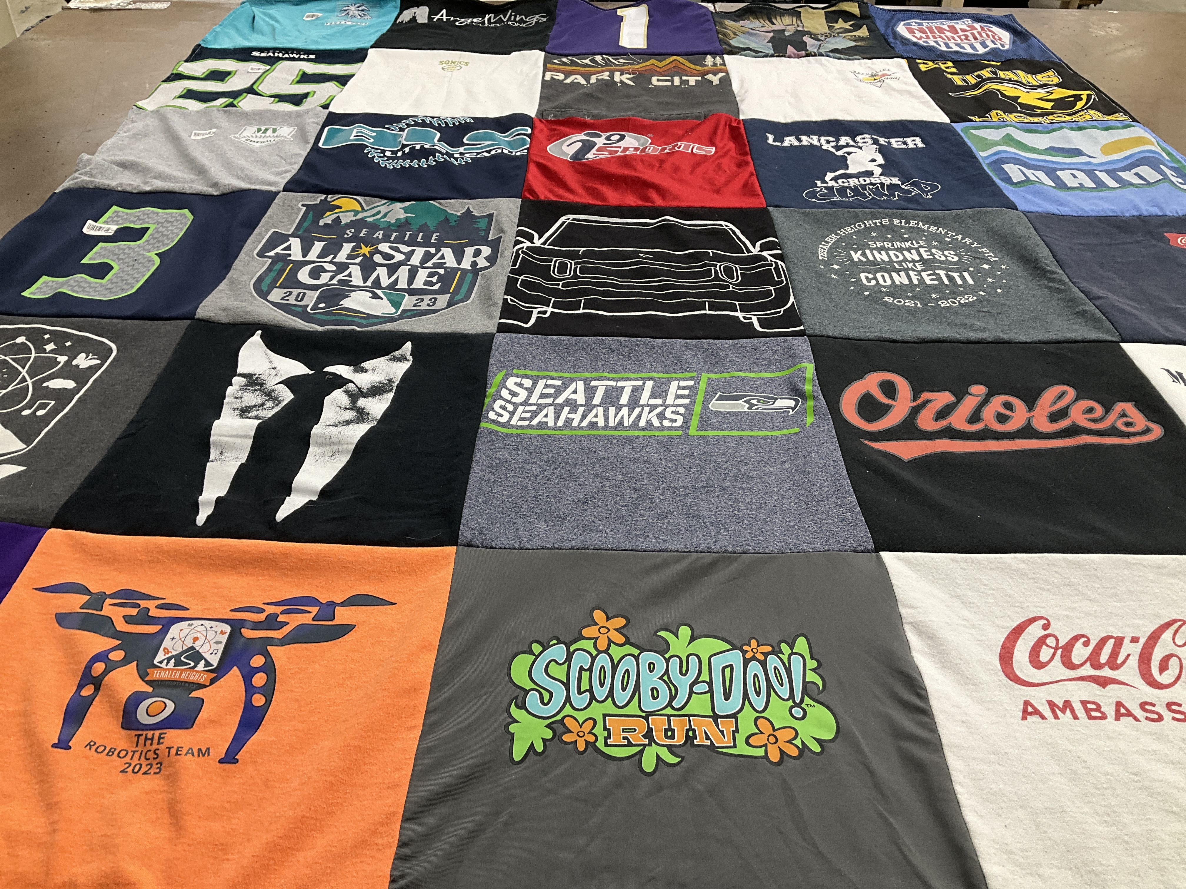 T-shirt quilt featuring seattle seahawks, orioles by Richard from WA