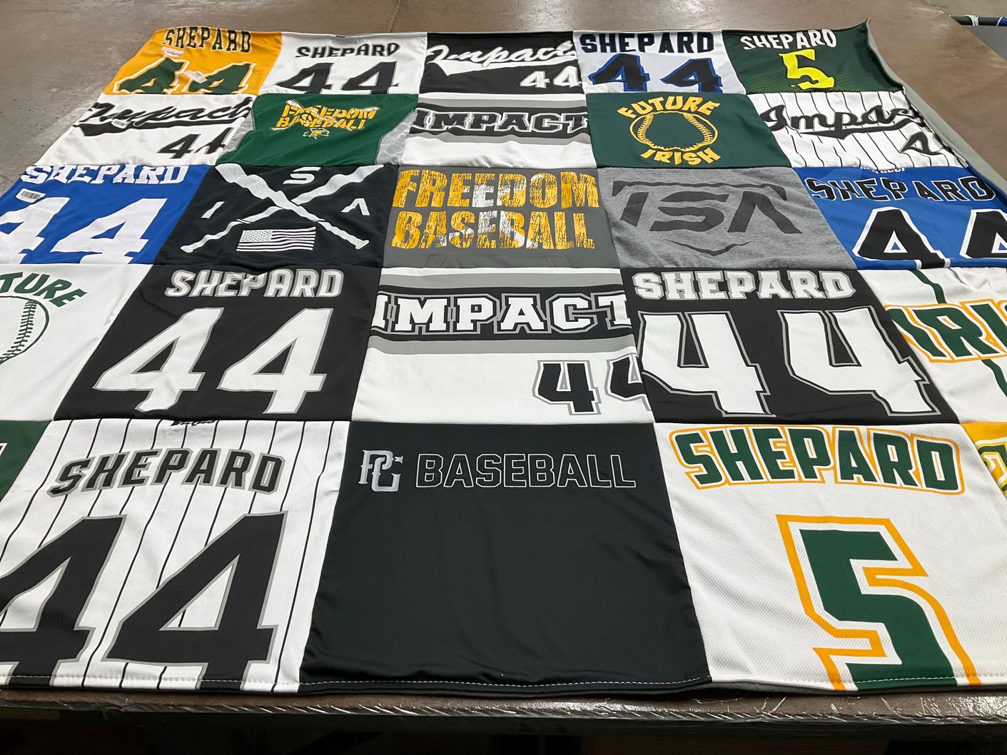 T-shirt quilt with baseball themes by Angie from WI