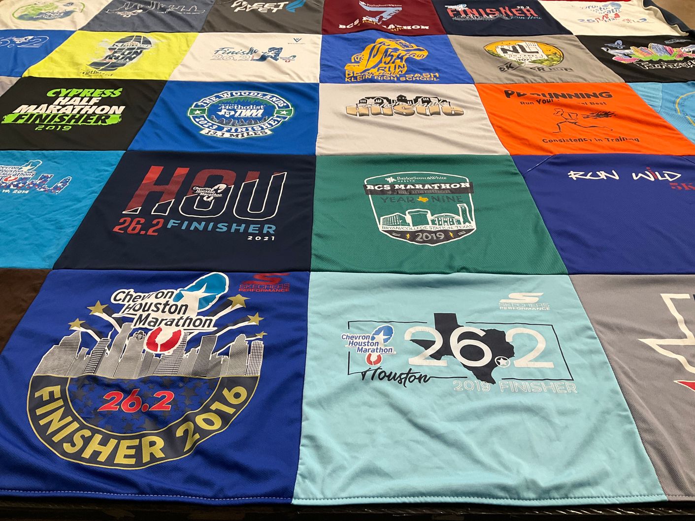 T-shirt quilt with running, marathons themes by Natasha from TX