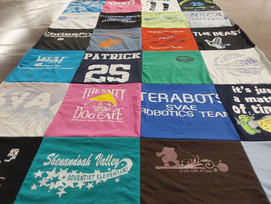 T-shirt quilt featuring sva robotics team by Rebecca from VA