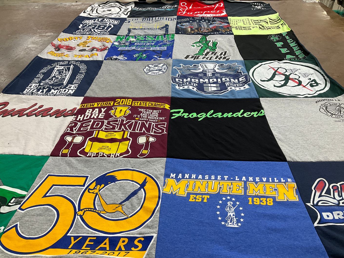 T-shirt quilt featuring bay shore redskins by Gina from NY