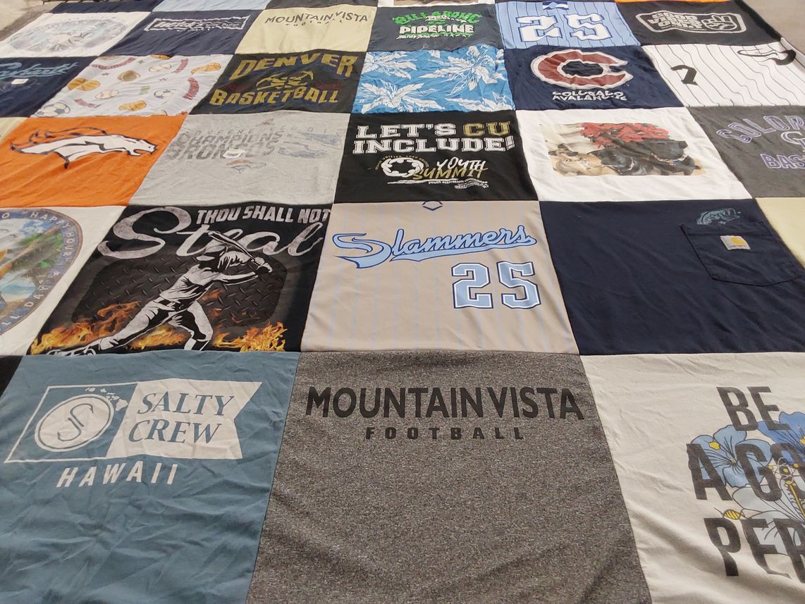 T-shirt quilt from mountain vista high school by Kelly from CO