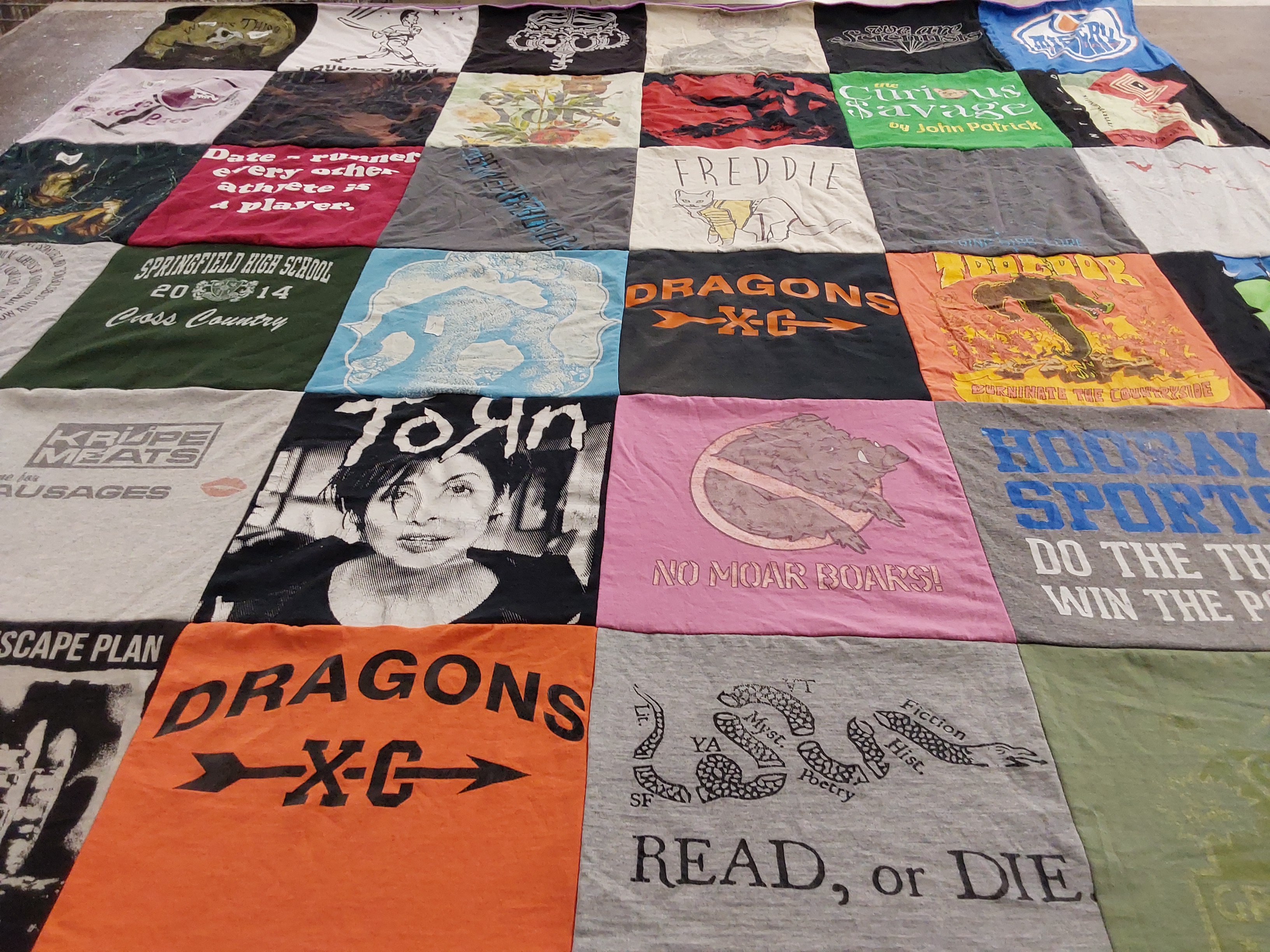 T-shirt quilt featuring dragons cross country by Stephen from VT