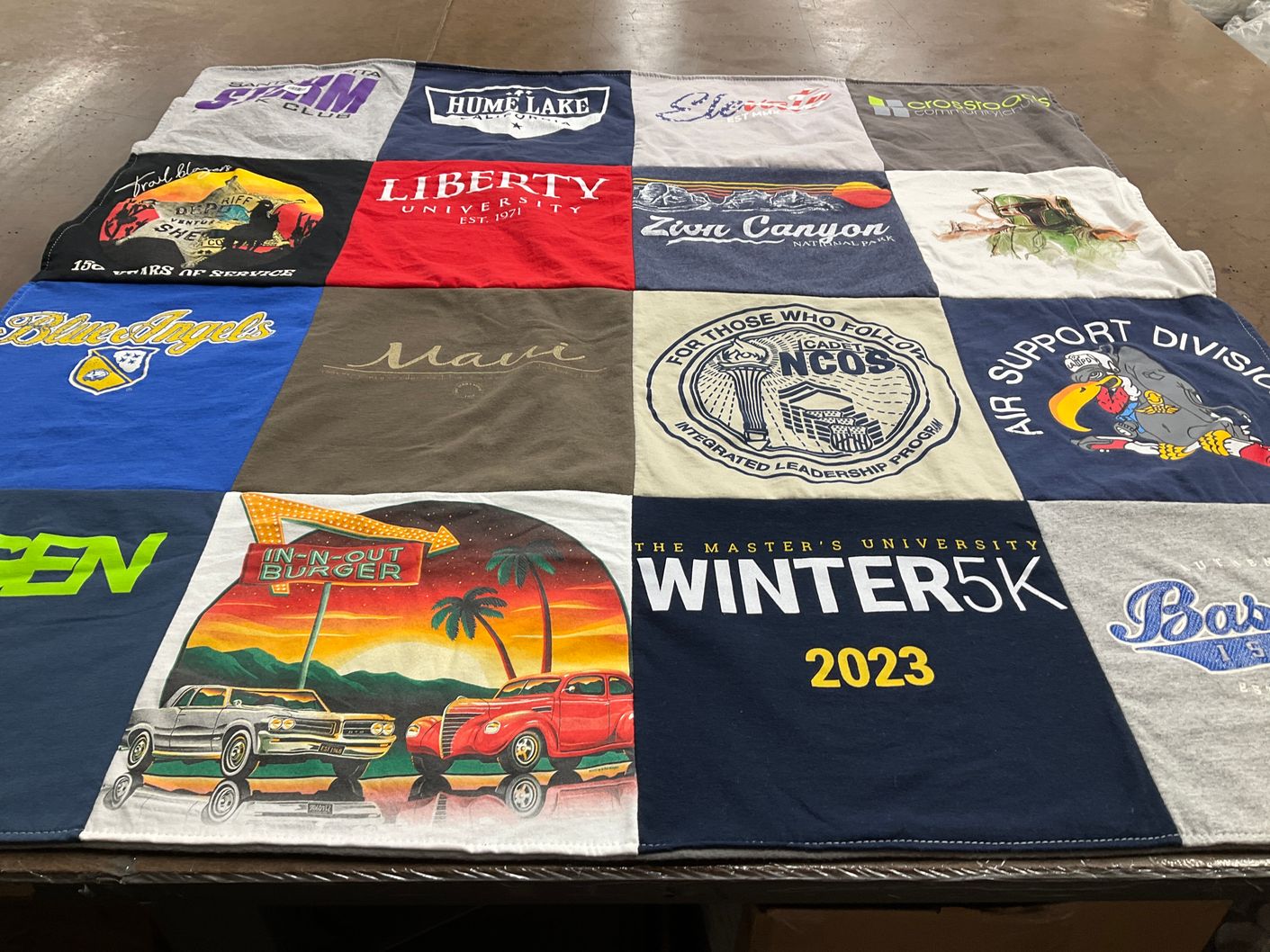 T-shirt quilt featuring blue angels by Trisha from CA