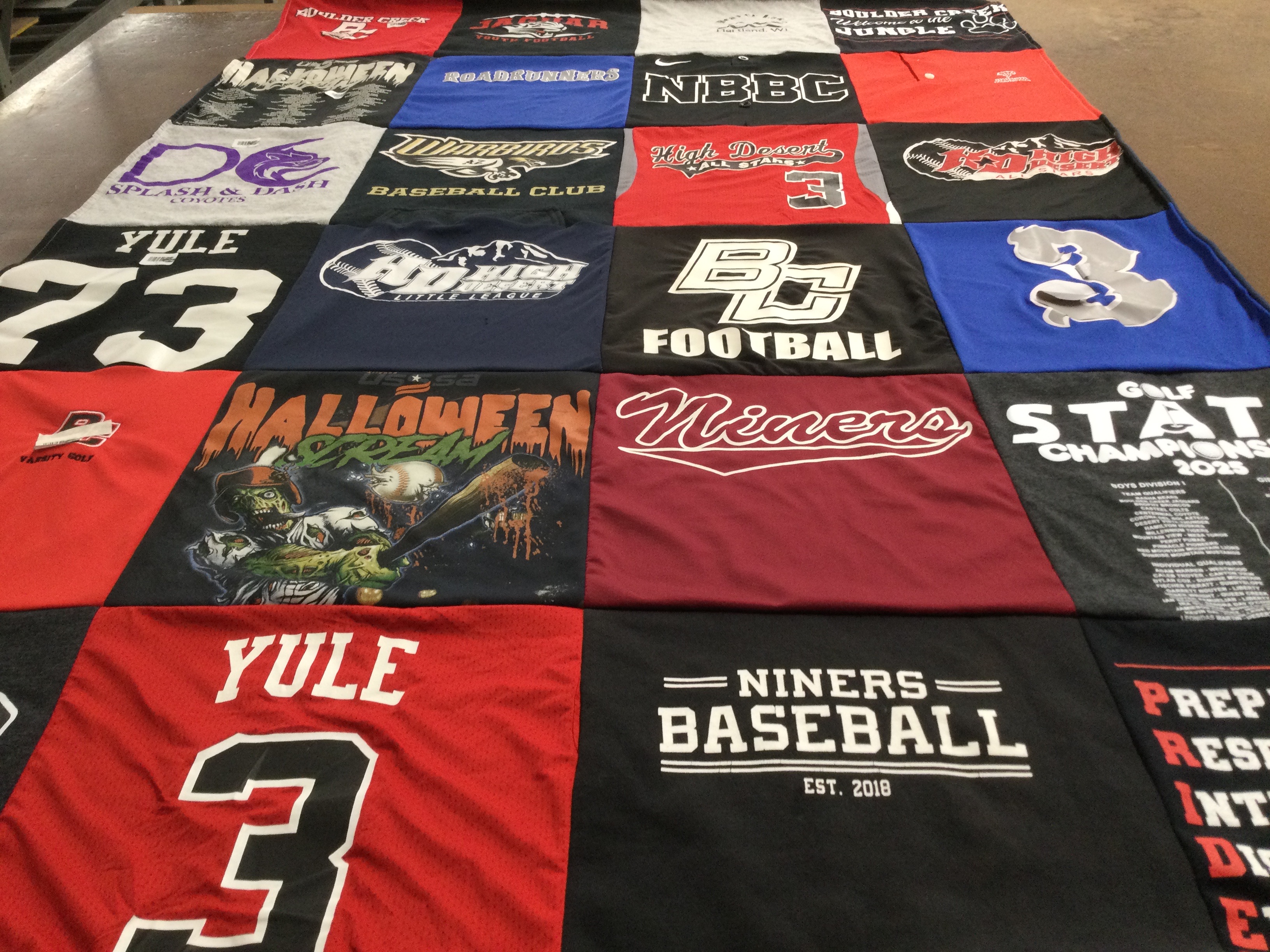 T-shirt quilt featuring miners baseball, bc football by Kerri from AZ