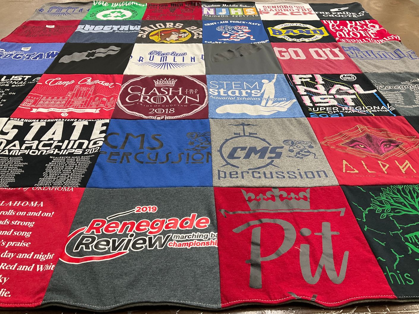 T-shirt quilt from cms middle school by Leah from OK