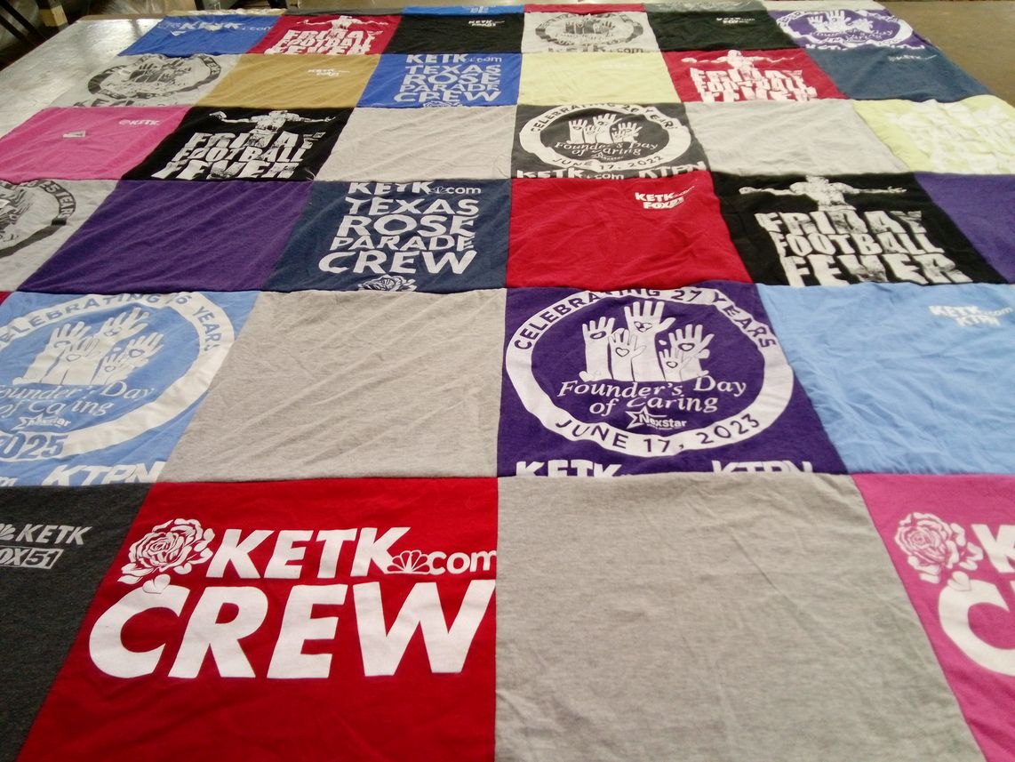 T-shirt quilt with community service, local events themes by Christa from TX