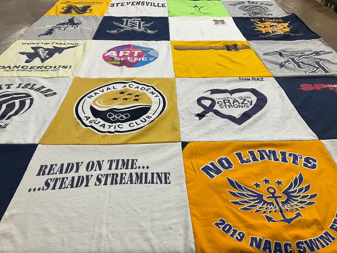 T-shirt quilt featuring naval academy, team raz by Maria from MD