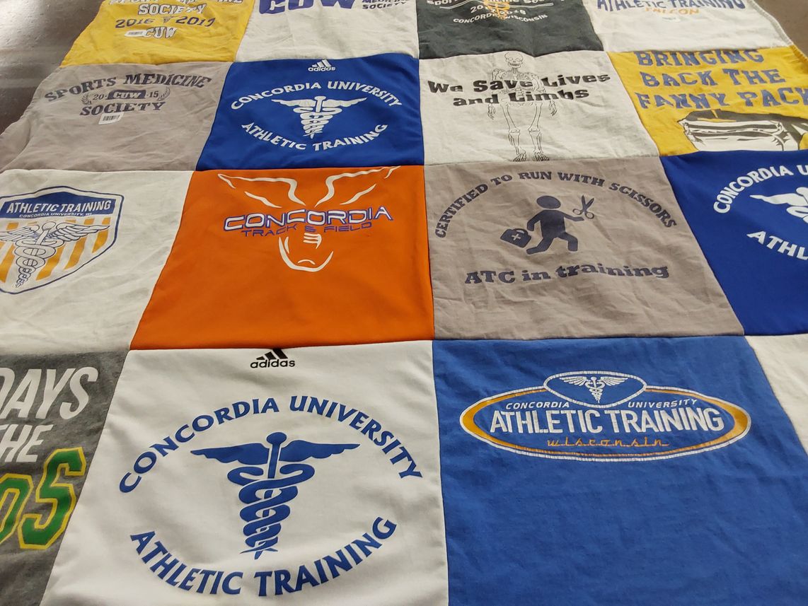 T-shirt quilt featuring concordia track team by KRISTEN from KY