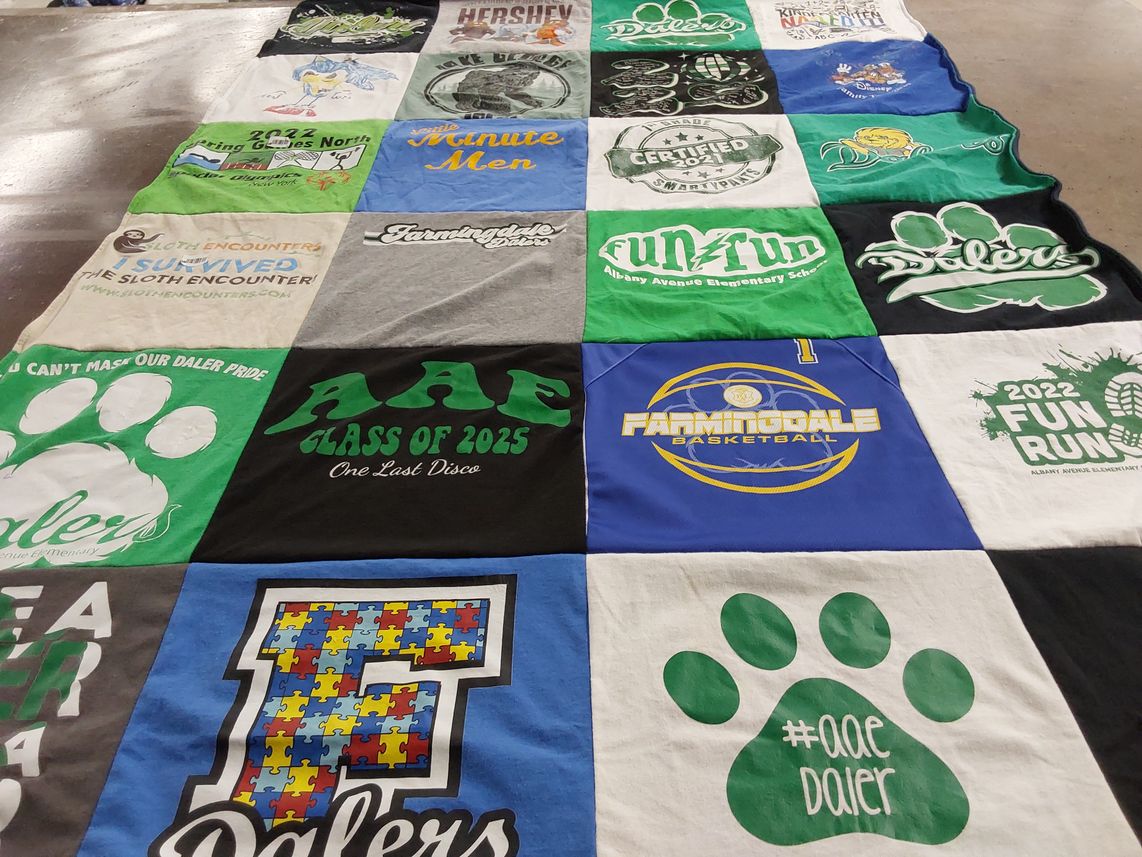 T-shirt quilt featuring farmingdale basketball by Gina from NY