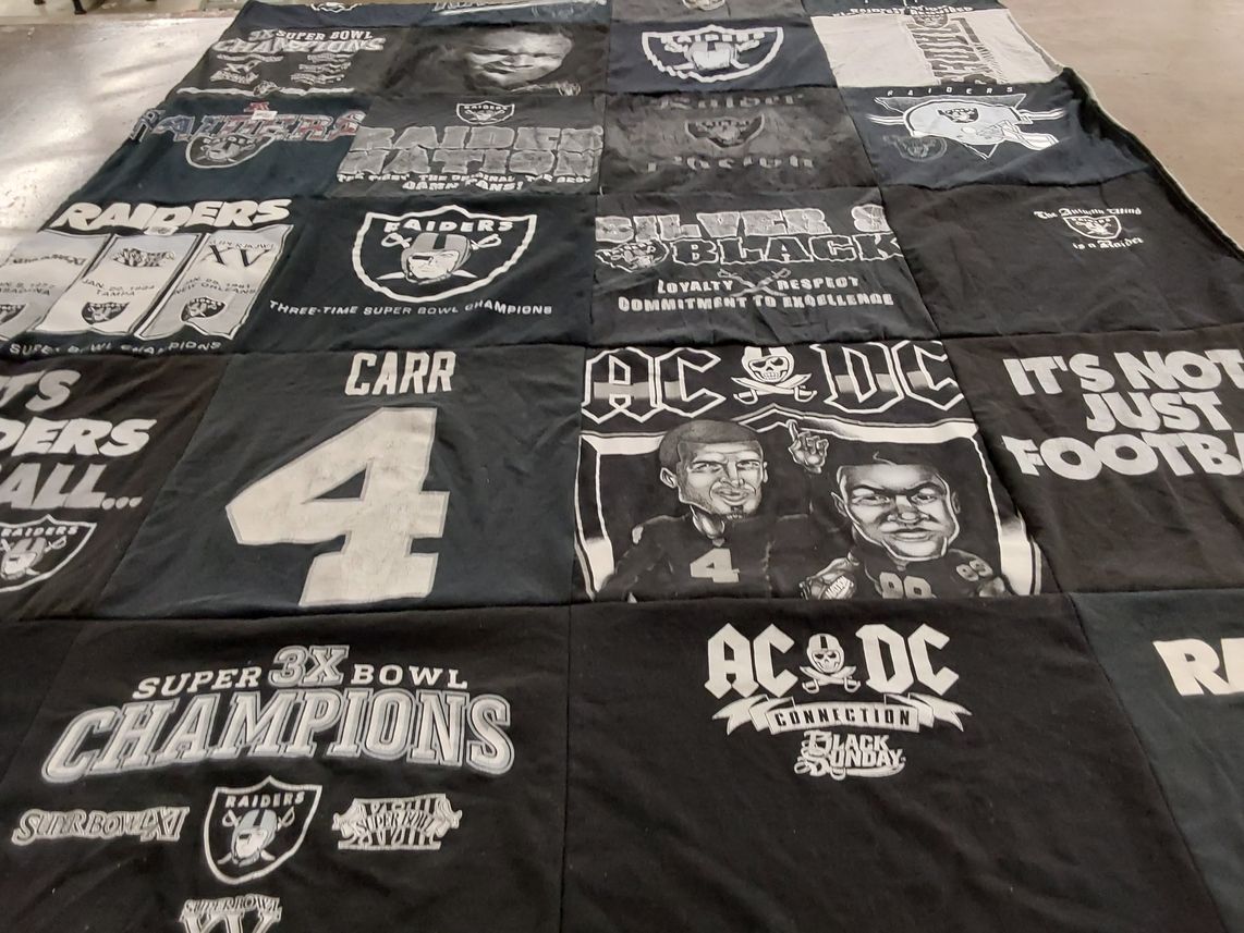 T-shirt quilt featuring las vegas raiders by Barbara from CO