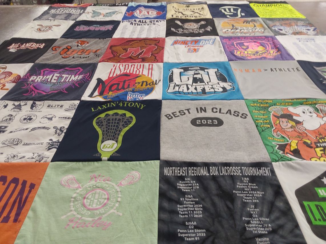 T-shirt quilt with lacrosse, sports themes by CHRIS from CT