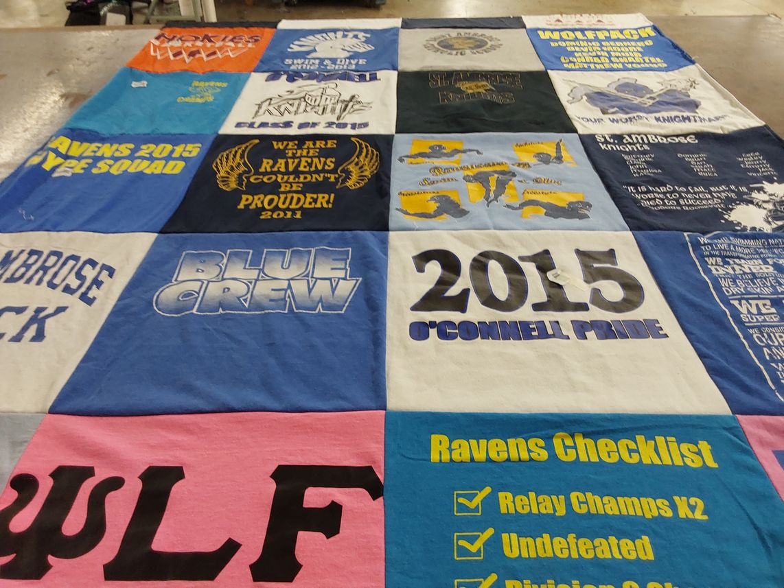 T-shirt quilt featuring the ravens, wolfpack by Catherine from VA