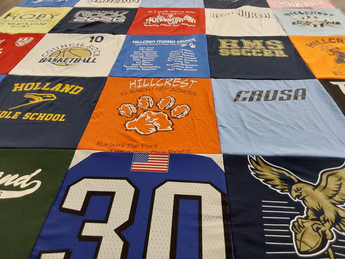 T-shirt quilt from hillcrest elementary school, holland middle school by Andrew from PA