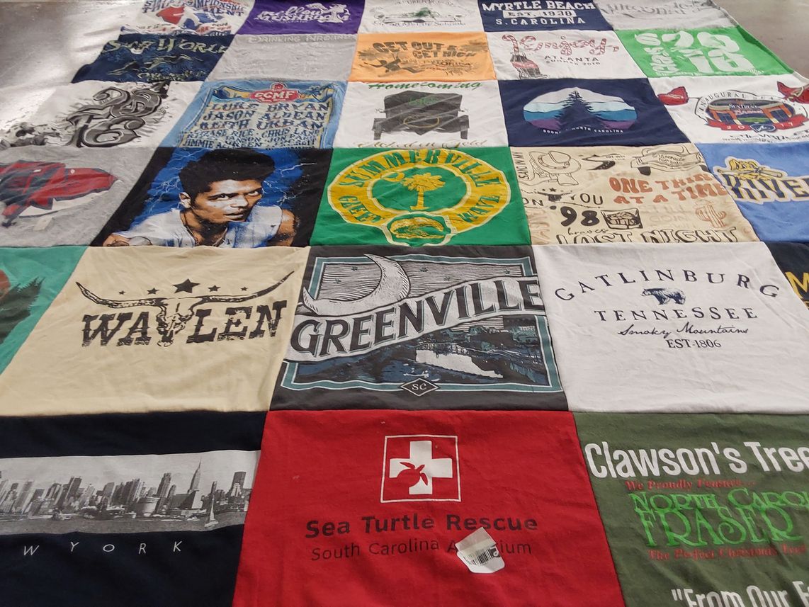 T-shirt quilt with travel, nature themes by Erika from SC