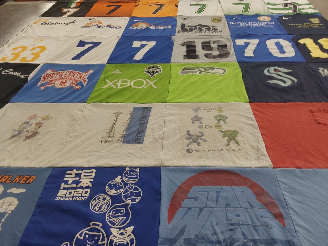 T-shirt quilt featuring seattle seahawks, seattle mariners by Rob from PA