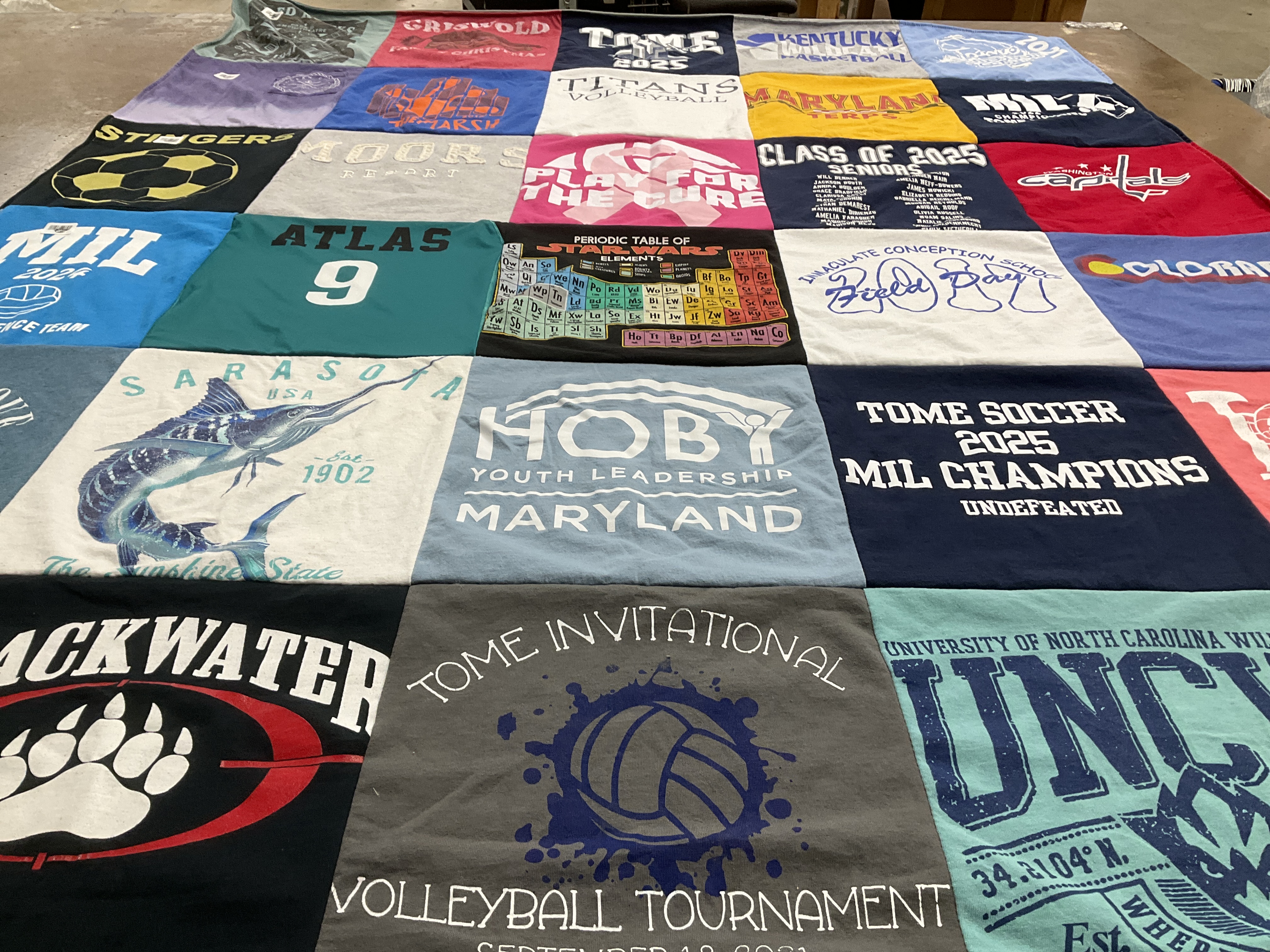 T-shirt quilt featuring tome soccer, tome invitational volleyball by Ashley from MD