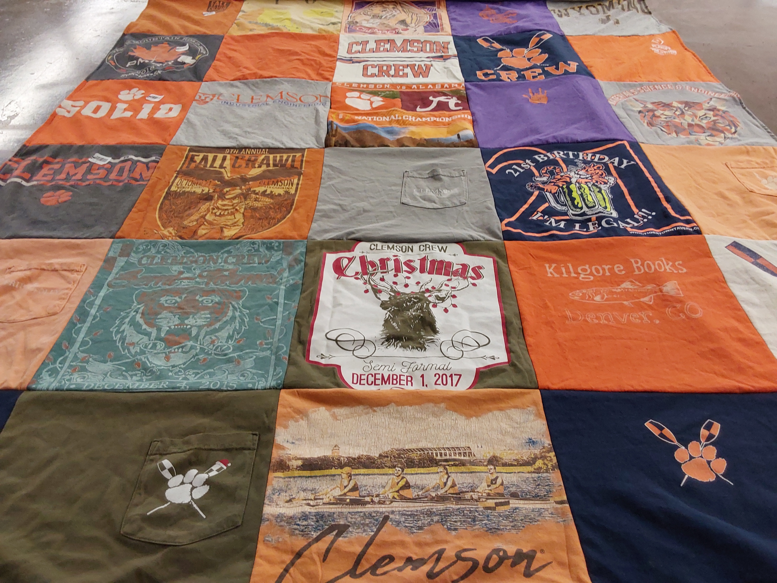 T-shirt quilt featuring clemson crew by Grant from VA