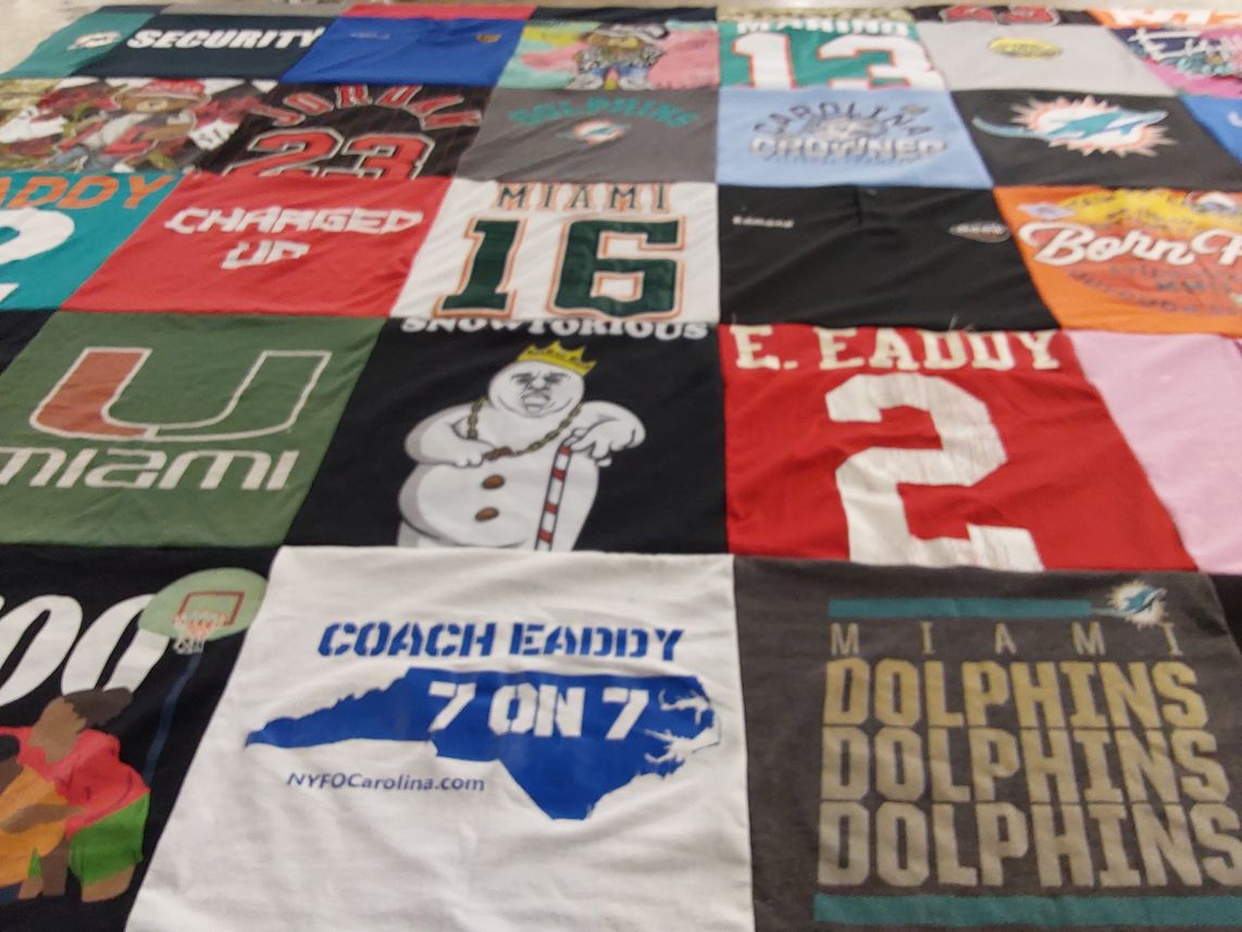 T-shirt quilt featuring miami dolphins by Dena from NC