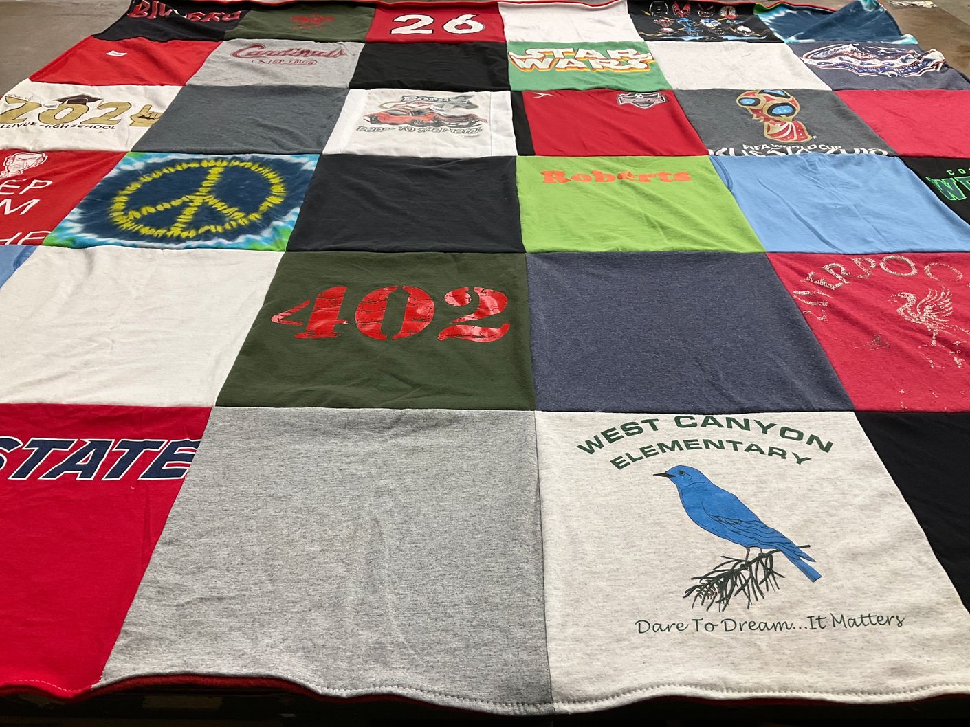 T-shirt quilt featuring cardinals by Amanda from ID
