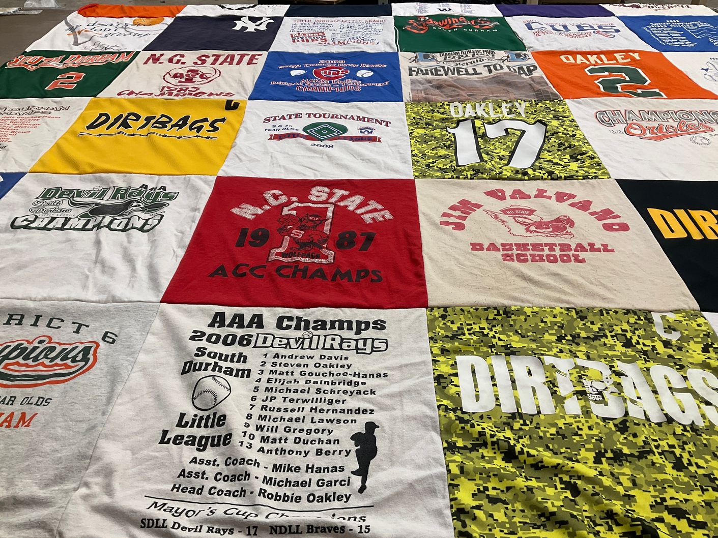 T-shirt quilt featuring devil rays by Robert from NC