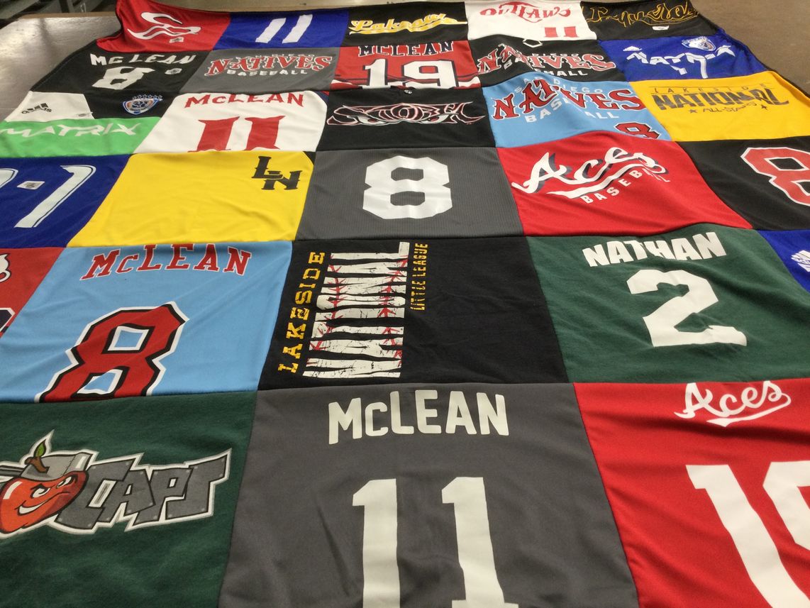 T-shirt quilt featuring mclean baseball, lakeside baseball by Jess from CA