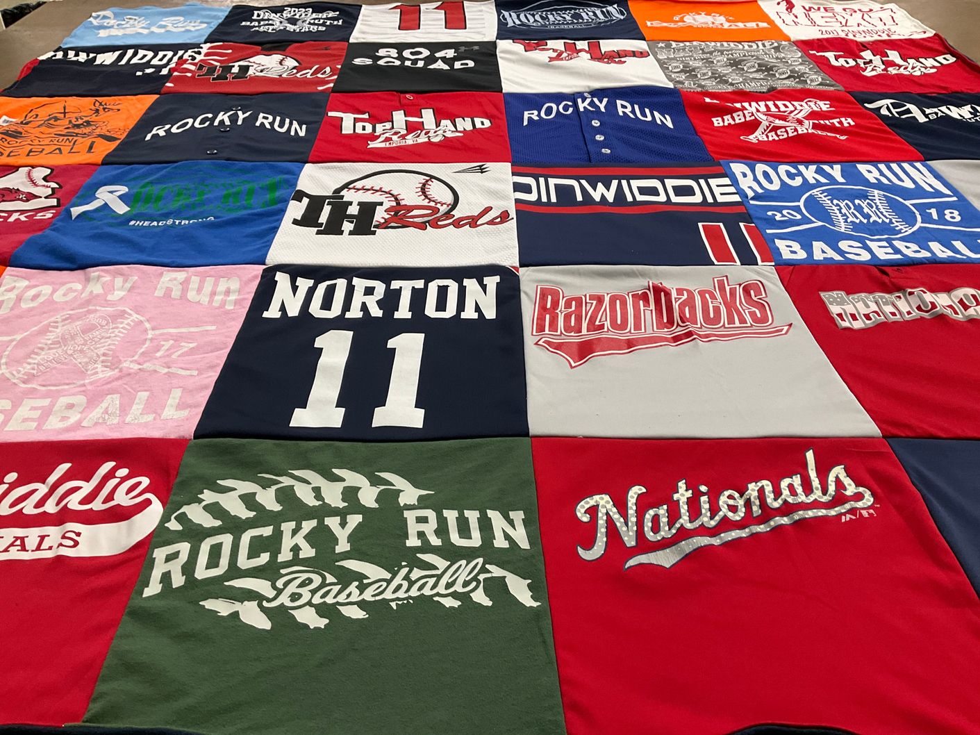 T-shirt quilt featuring rocky run baseball, dinwiddie baseball by Carrie from VA