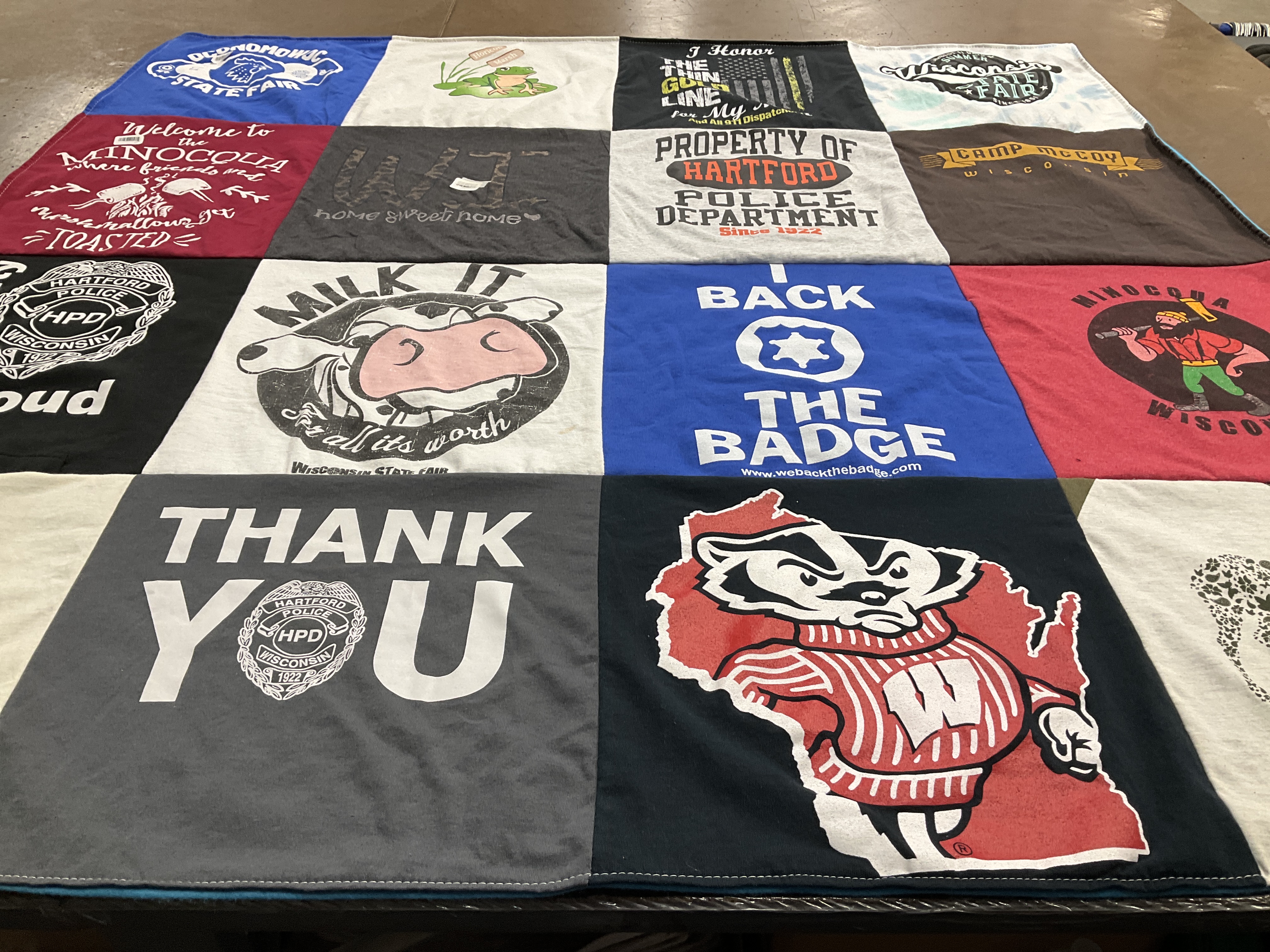 T-shirt quilt featuring wisconsin badgers by Rachel F from WI