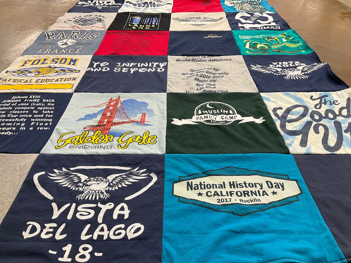 T-shirt quilt from vista del lago high school by Zainab from CA
