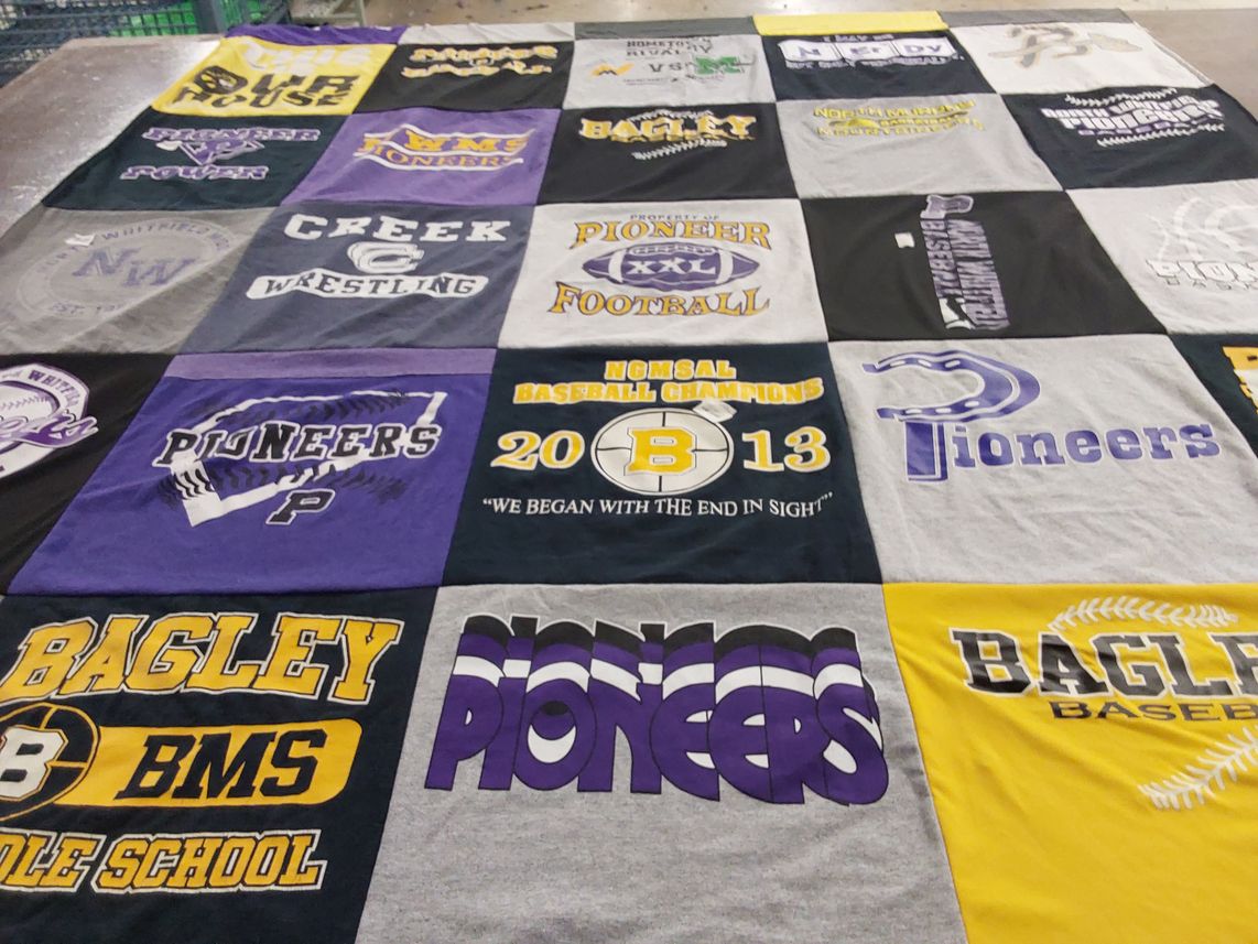T-shirt quilt featuring pioneers by Tina from TN