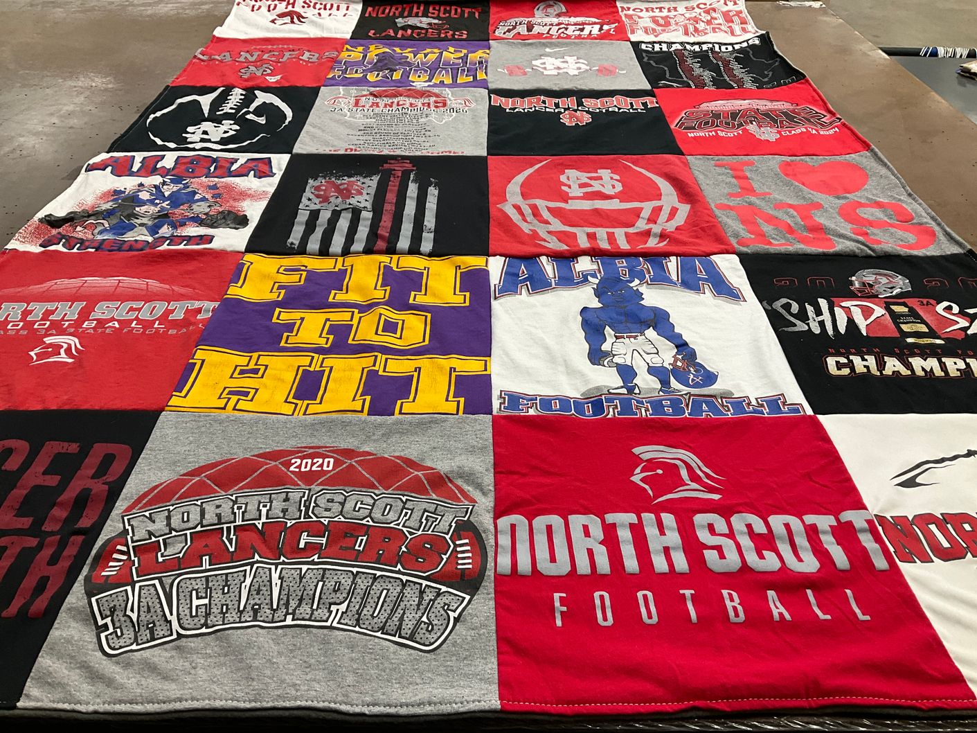 T-shirt quilt featuring north scott lancers football, albia football by Jill from IA