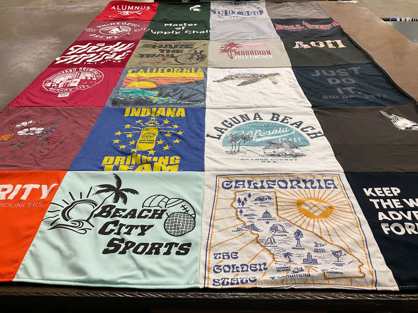 T-shirt quilt with beach, sports themes by Erica from PA