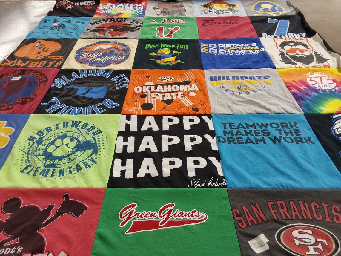T-shirt quilt featuring wildcats baseball, oklahoma state university by Kendi from OK