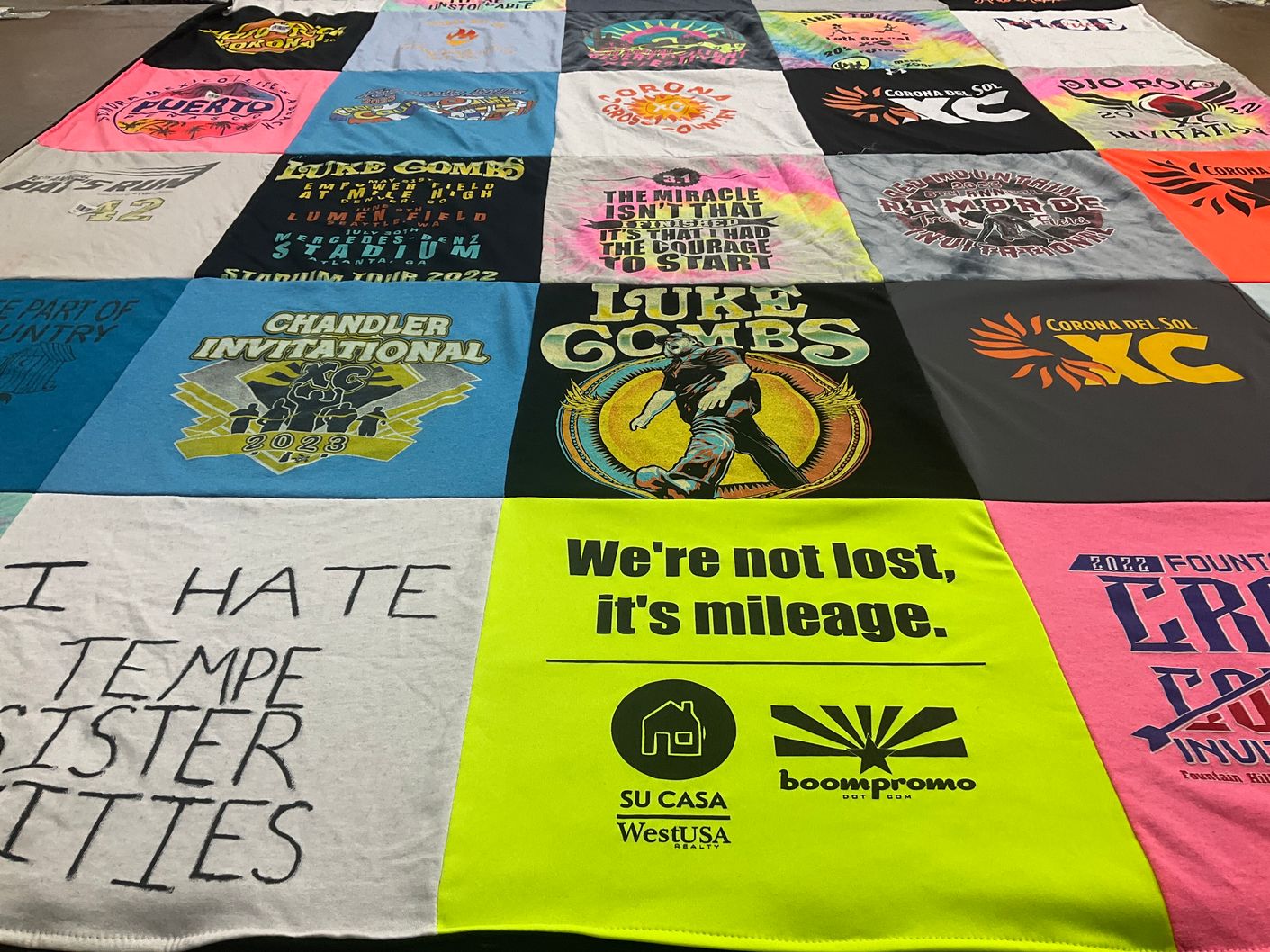 T-shirt quilt featuring cross country by Heidi from AZ