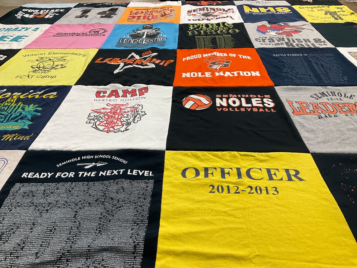 T-shirt quilt featuring seminole volleyball by Liz from FL