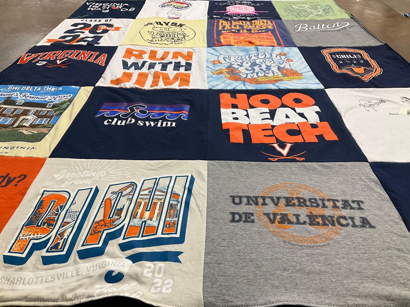 T-shirt quilt from university of virginia, universitat de valencia by Holley from VA
