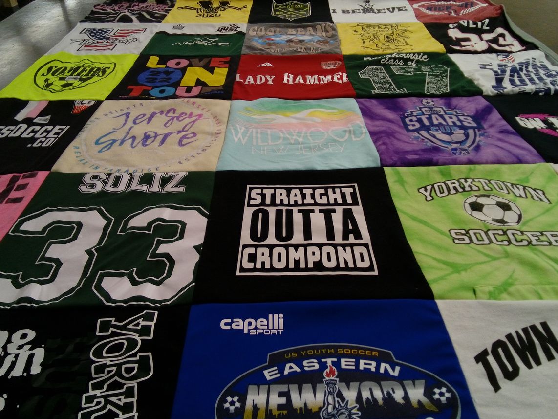 T-shirt quilt with soccer, beach themes by Michelle from NY