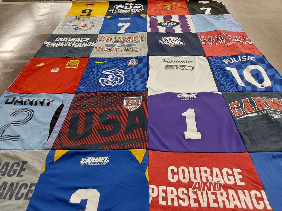 T-shirt quilt featuring carmel soccer by Nicholas from IN