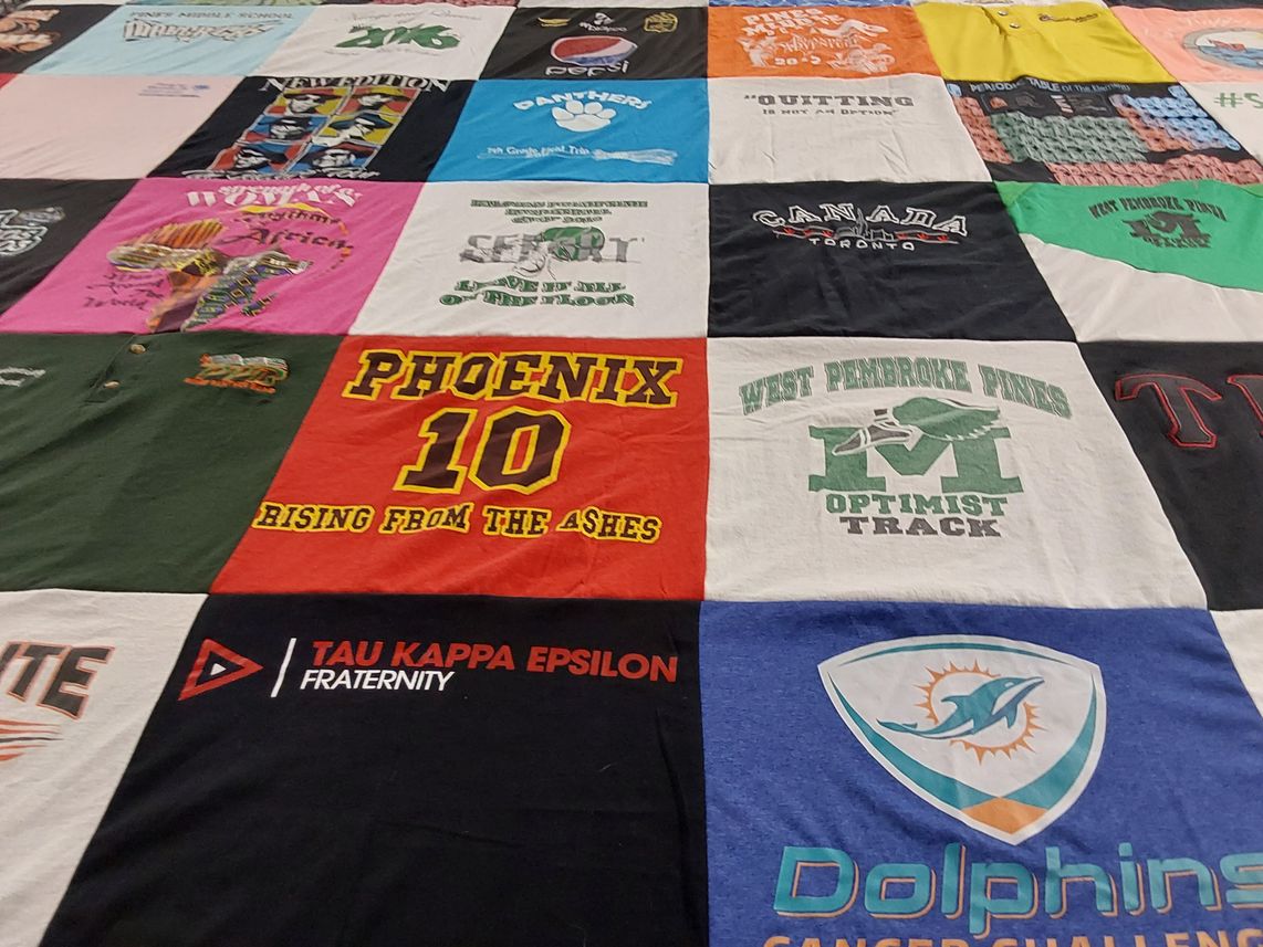 T-shirt quilt featuring dolphins by Ethan from FL