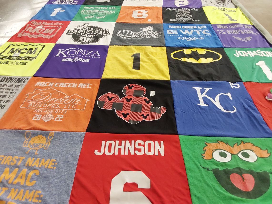 T-shirt quilt with basketball, sports themes by MISTI from KS