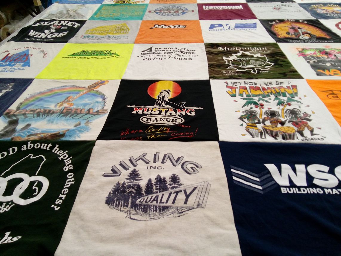 T-shirt quilt with helping, music themes by Dennis from ME