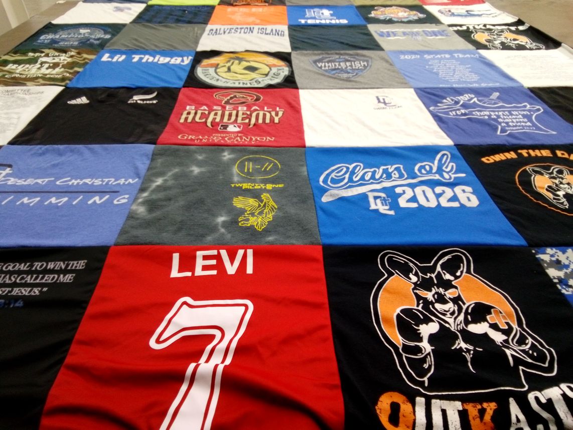 T-shirt quilt from desert christian college by Erin from AZ