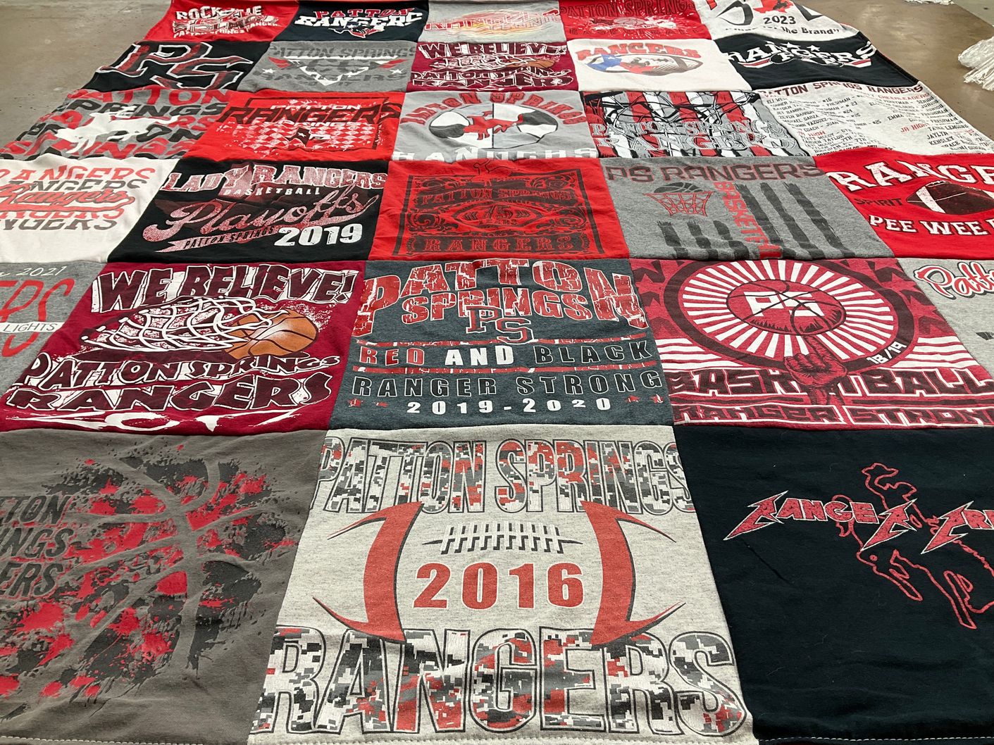 T-shirt quilt featuring patton springs rangers by Laurie from TX