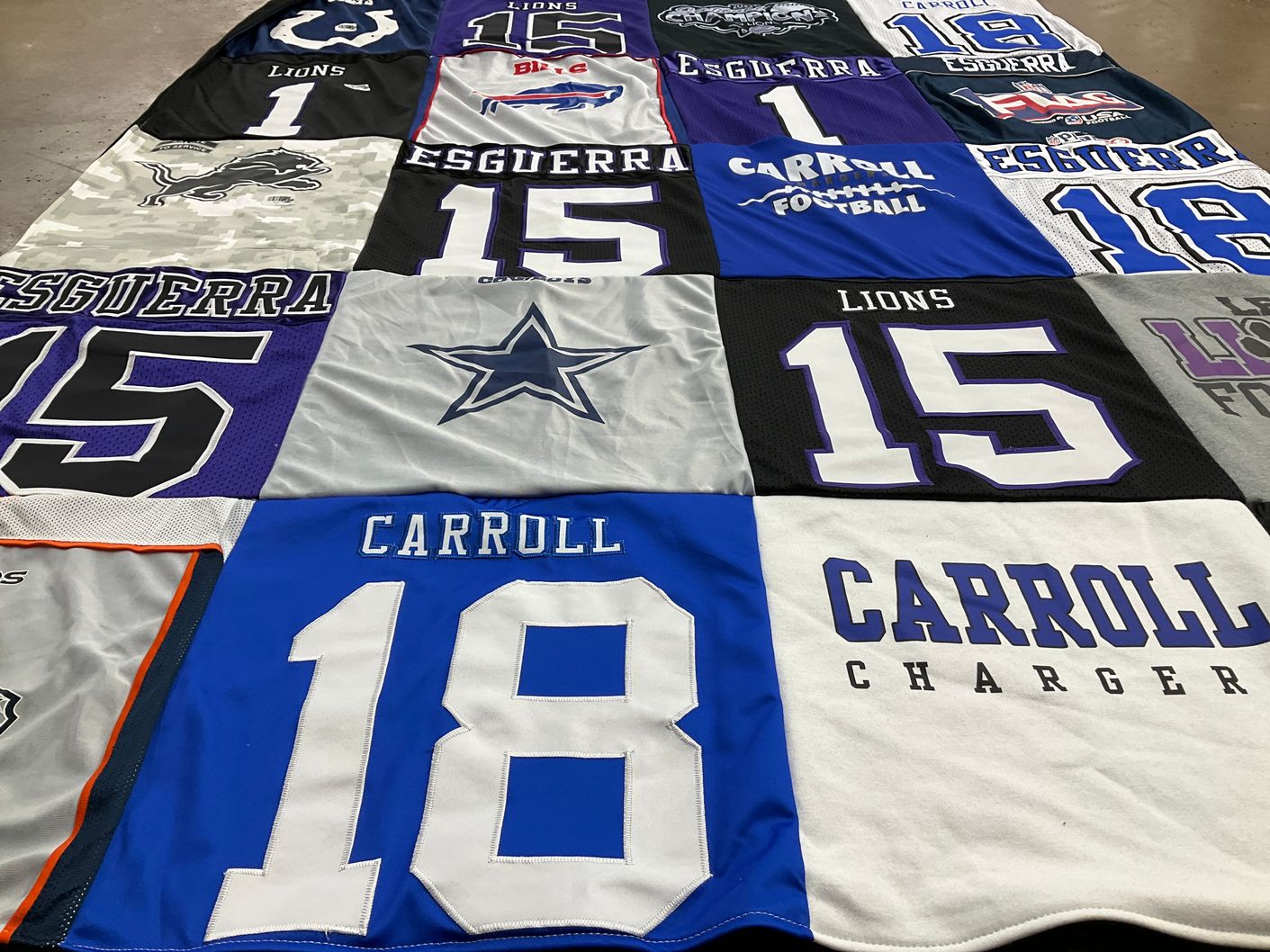 T-shirt quilt featuring lions by Tori from IN