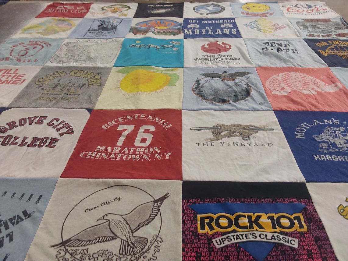 T-shirt quilt from grove city college by Lorraine from SC