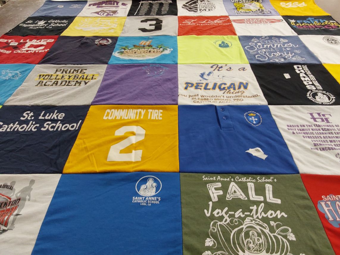 T-shirt quilt from st. luke catholic school, saint anne's catholic school by Crystal from CO