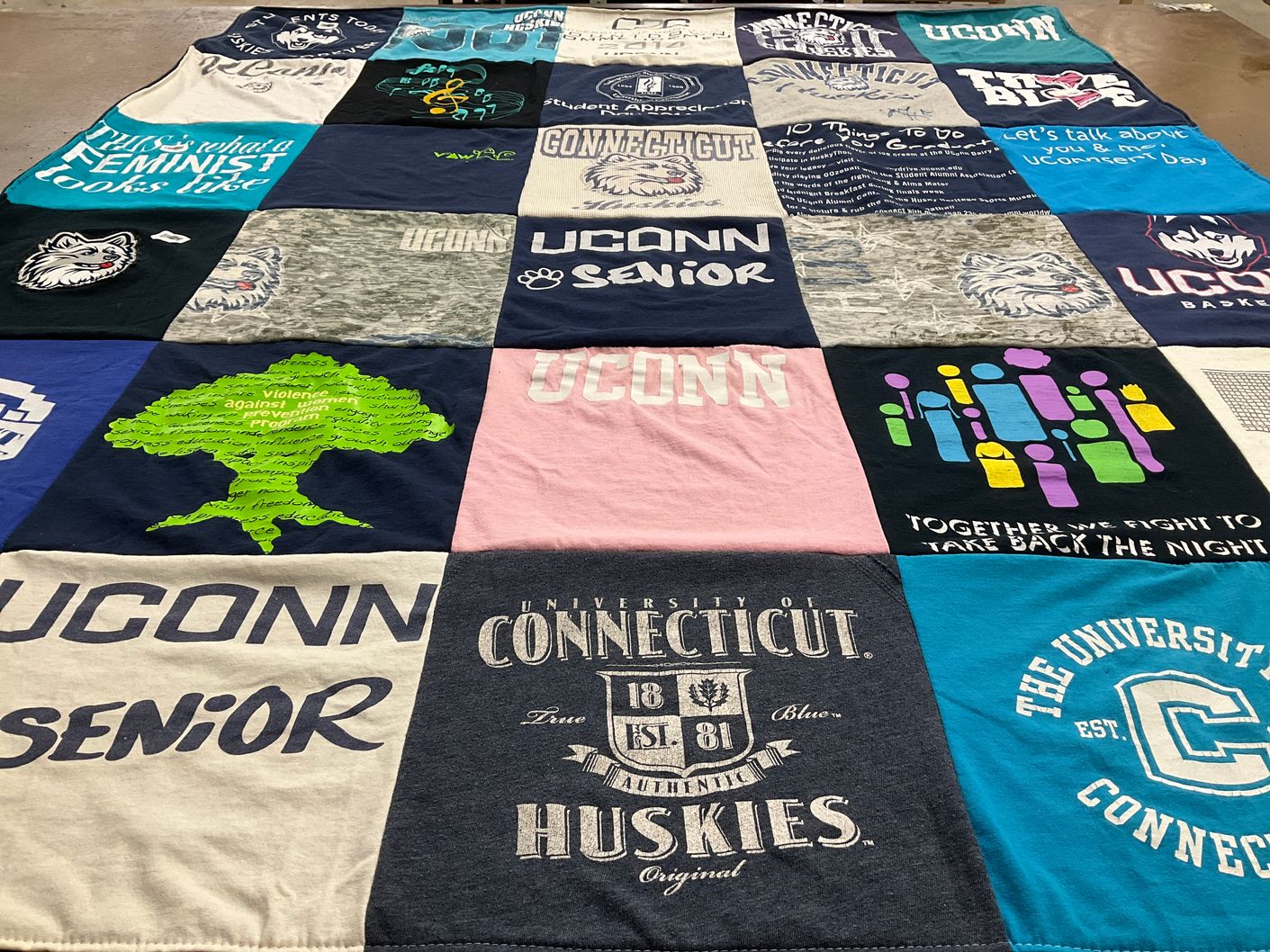 T-shirt quilt featuring huskies by Reema from PA