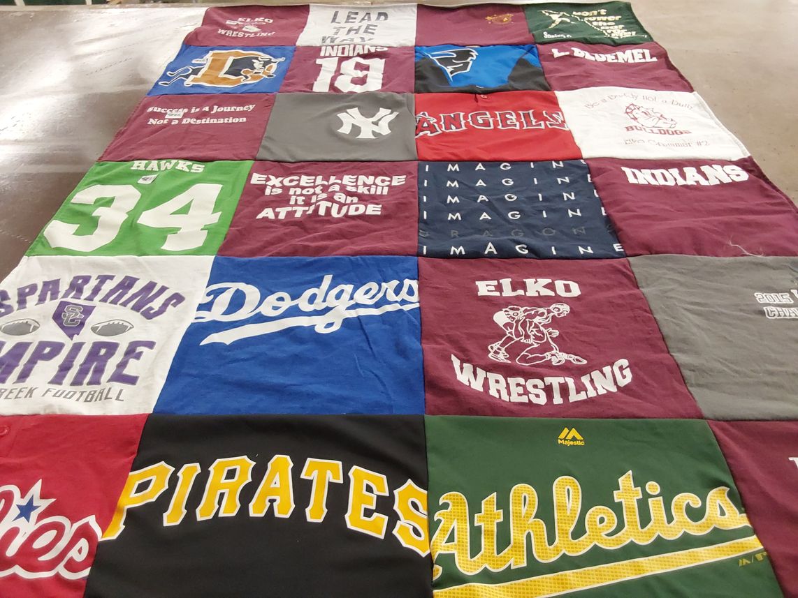 T-shirt quilt featuring los angeles dodgers, pittsburgh pirates by Erin from NV