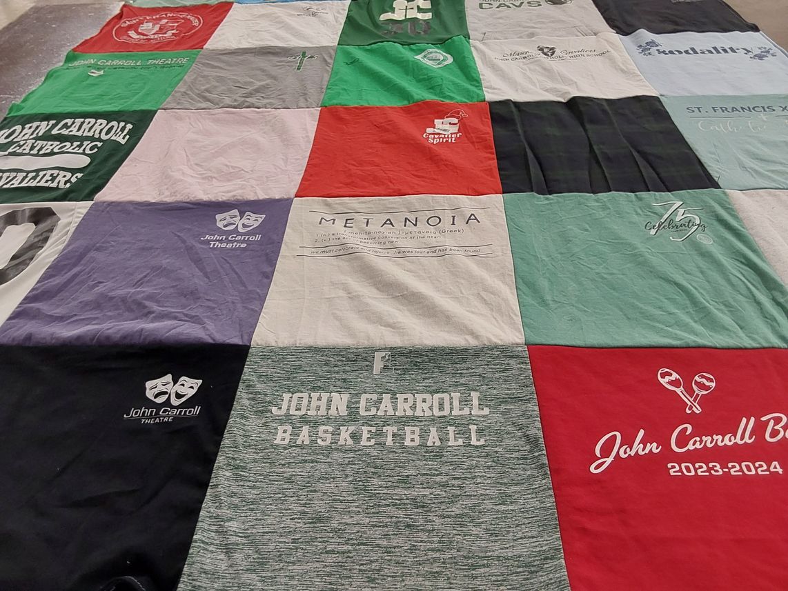 T-shirt quilt featuring john carroll basketball by Jennifer from AL
