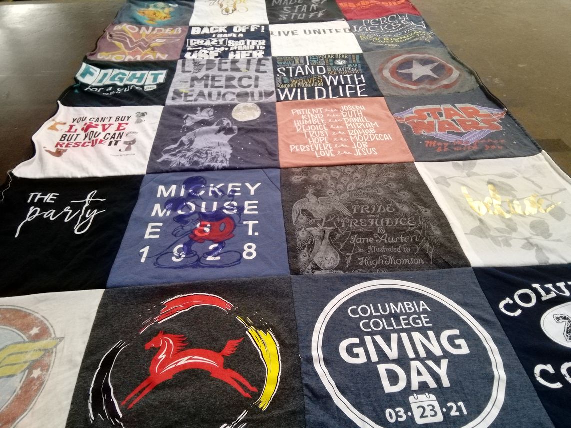 T-shirt quilt from columbia college by Colin from IL
